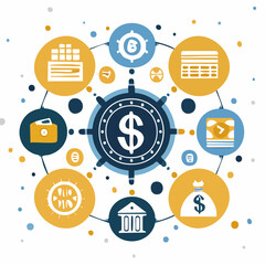 Financial illustration with dollar sign and business icons vector design
