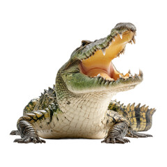 Angry Crocodile Isolated on Transparent Background. PNG.
