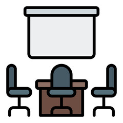Meeting timer icon. Countdown and session duration concept. Online meeting management and productivity illustration. Filled Line Icon