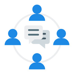 Forum icon. Online community discussion and digital interaction concept. Virtual group meeting illustration. Flat Icon