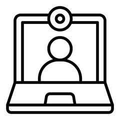 Video call icon. Online communication and virtual connection concept. Meeting platform and teamwork illustration. Line Icon