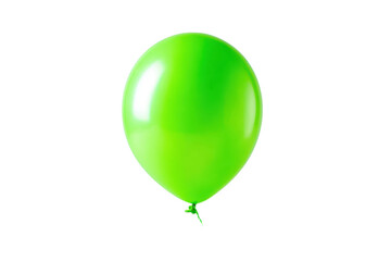 Single bright green balloon floating against a solid black background lime neon, Isolated On Transparent Background, Png Cut Out