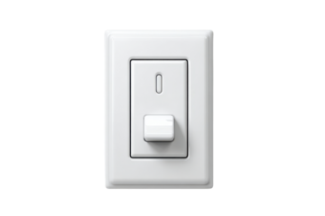 White rocker light switch with indicator light on black background electrical, Isolated On Transparent Background, Png Cut Out