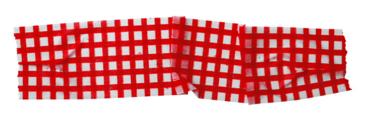 red patterned sticker paper tape isolated on transparent background