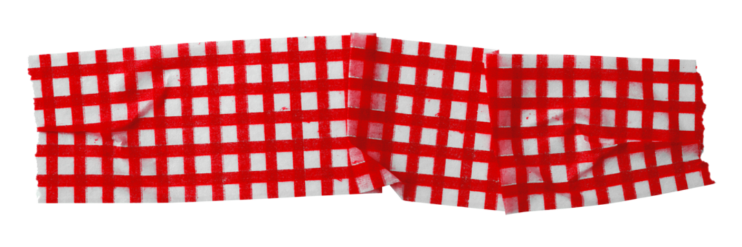 red patterned sticker paper tape isolated on transparent background
