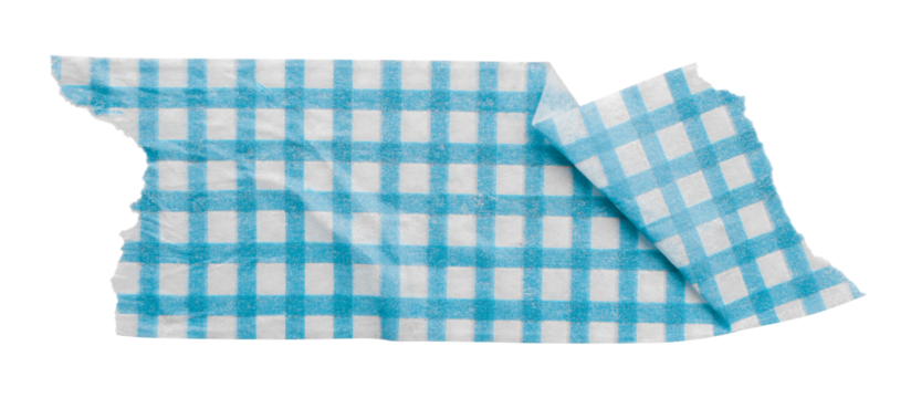 light blue patterned sticker paper tape isolated on transparent background