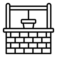 Water well icon. Groundwater source and irrigation supply concept. Rural farming and sustainability illustration. Line Icon