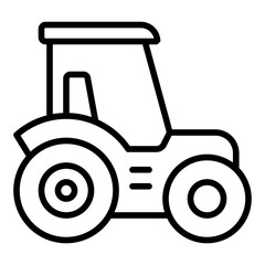 Tractor icon. Farm machinery and agricultural field work concept. Irrigation support and crop maintenance illustration. Line Icon