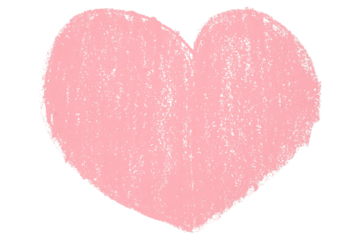 Valentine's Day pink chalk crayon heart illustration isolated on transparent background