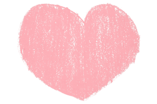 Valentine's Day pink chalk crayon heart illustration isolated on transparent background