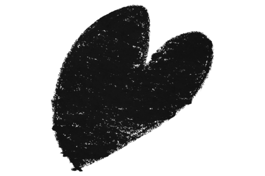 Valentine's Day black chalk crayon heart shape illustration isolated on transparent background