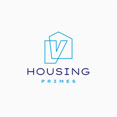 letter v house home mortgage real estate living logo vector icon illustration