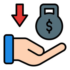 Tax burden icon. Financial stress and heavy debt concept. Income pressure and business responsibility symbol.. Filled Line Icon