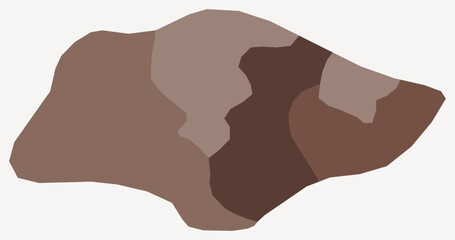 Map of Singapore with regions. Just a simple country border map with region division. Brown color palette. Flat Republic of Singapore shape with administrative division. Vector illustration.