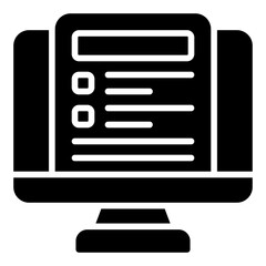 Online tax filing icon. Digital report submission and e-filing concept. Income statement and document management illustration. Glyph Icon