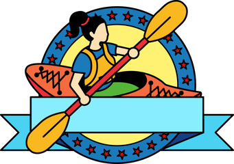 logotype of A woman paddles a kayak