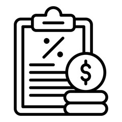 Tax report icon. Income documentation and business filing concept. Payroll management and finance summary illustration. Line Icon