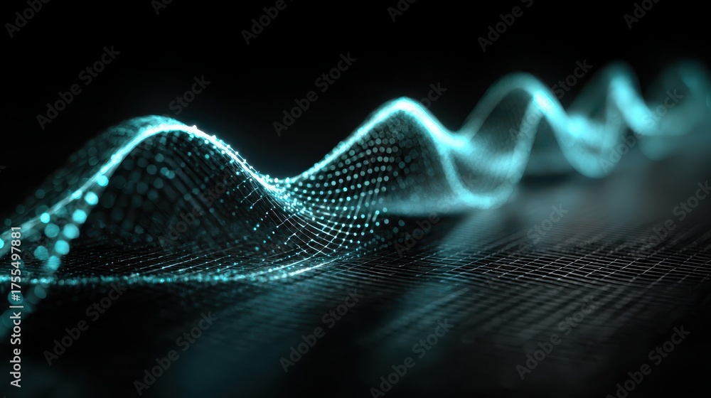 Sticker abstract vibrant sound wave visualization with glowing elements