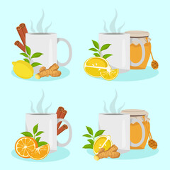 Green tea combination infusion lemon cinnamon orange honey ginger natural plant tea