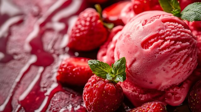 Raspberry strawberry red ice cream as symbol