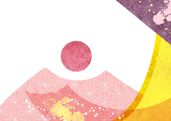 春カラーの和紙と金箔の背景フレーム（お正月・ひな祭り・成人式などの飾り枠）