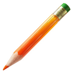 Orange Pencil with Green Eraser and Gold Ferrule on Black Background writing instrument stationery