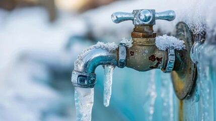Frozen water pipe and ice covered faucet illustrate winter s severe impact on plumbing systems