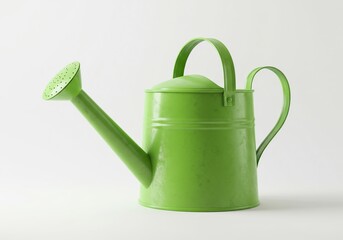 Vibrant green watering can ready for nurturing plants, bringing life and freshness to any garden or indoor botanical display.