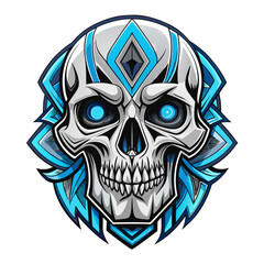Fototapeta premium Tribal Skull Black and White Vector Illustration