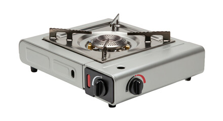 Portable gas stove resting on surface