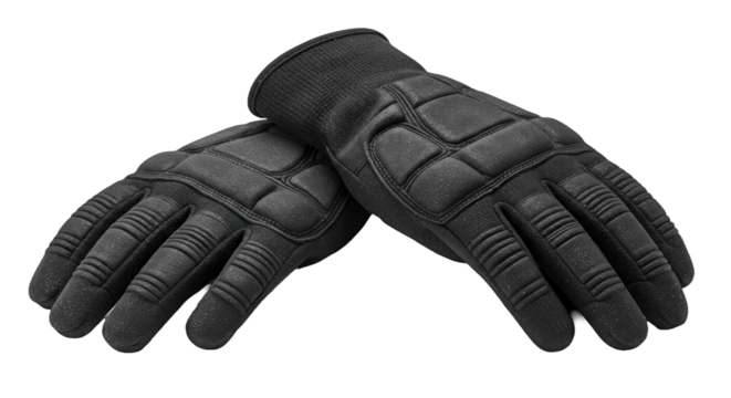 Padded handwear Black tactical gloves lie