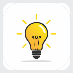 Glowing yellow light bulb illustration for creative ideas and innovation