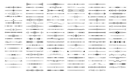 Obraz premium Set Black Simple Line Collection Doodle Border Elements Vector Design Style Sketch Isolated Illustration For Banner