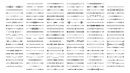 Obraz premium Set Black Simple Line Collection Doodle Border Elements Vector Design Style Sketch Isolated Illustration For Banner