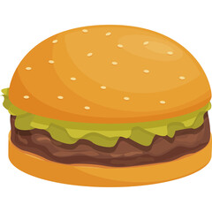 Juicy cheeseburger with lettuce and sesame seed bun isolated on white background a delicious fast food meal with a brown beef patty and green salad filling