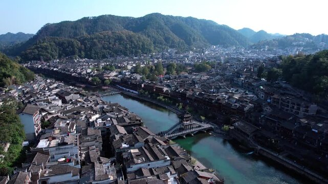 Tuojiang River Natural Landscape in Fenghuang Ancient Town, Hunan