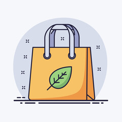 An eco-friendly reusable shopping tote bag with a green leaf symbol, representing sustainable and conscious consumerism