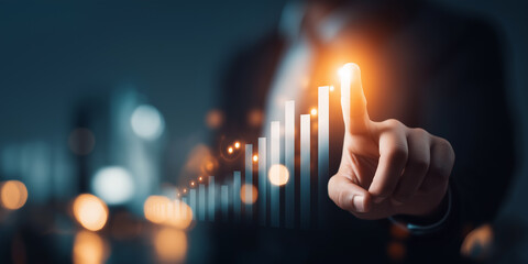 Corporate growth and success represented by rising bar chart