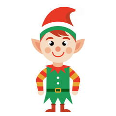 Cute Christmas Elf in Green and Red Costume &mdash; Holiday Helper Vector Illustration