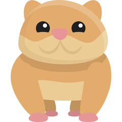 Cute cartoon hamster with pink paws and nose on a transparent background detailed illustration