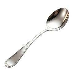 Polished silver spoon reflecting light on a culinary utensil isolated on transparent background