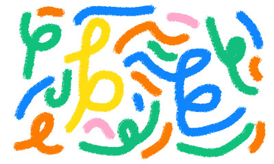 Colorful Bold Curved Scribble Lines Pattern