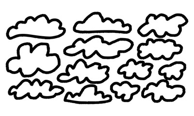 Hand Drawn Cloud Outline Set