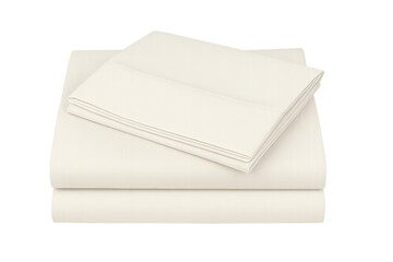 Stacked natural folded bed sheets with transparent background