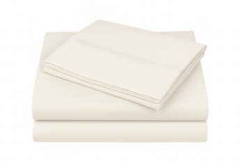 Stacked natural folded bed sheets with transparent background