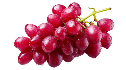 Fresh red grapes with water droplets glistening on their surface, showcasing vibrant color and texture, perfect for healthy eating and culinary presentations