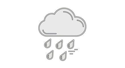 Cloud with Rain Drops Icon Simple Line Art.