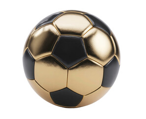 Golden and black soccer ball illustration with intricate panel details on transparent background