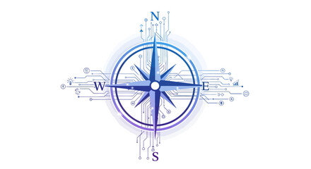 Obraz premium Digital Compass Navigation Technology Symbol.