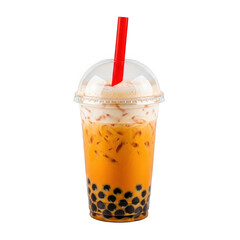 3d bubble tea drink with red straw